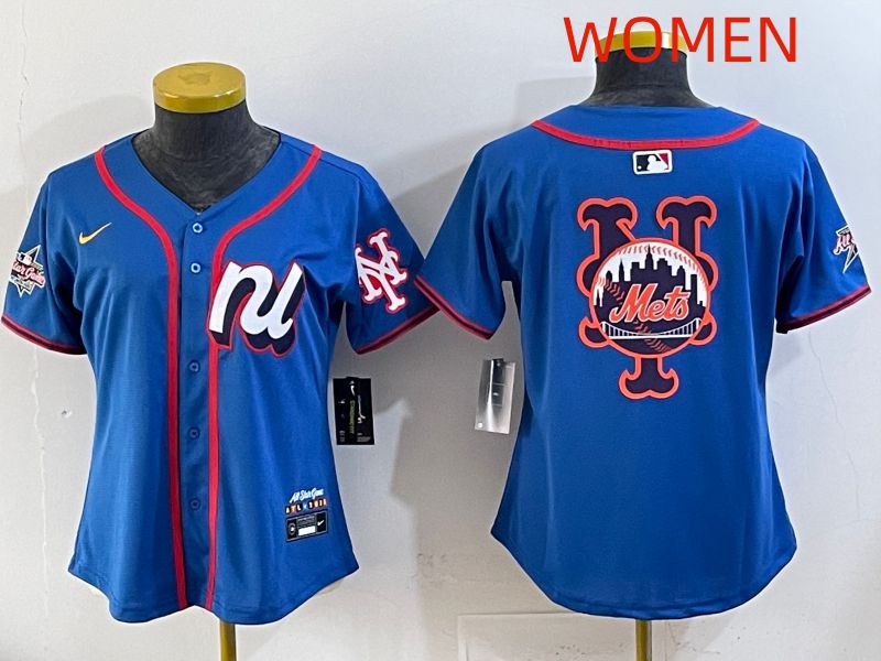Women 2025 New York Mets Blank Blue All star Nike MLB Jersey style 04